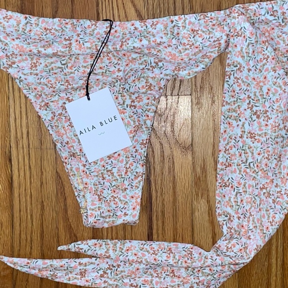 Aila Blue Vivien Romantique Side Tie Bikini Bottom - Picture 1 of 1